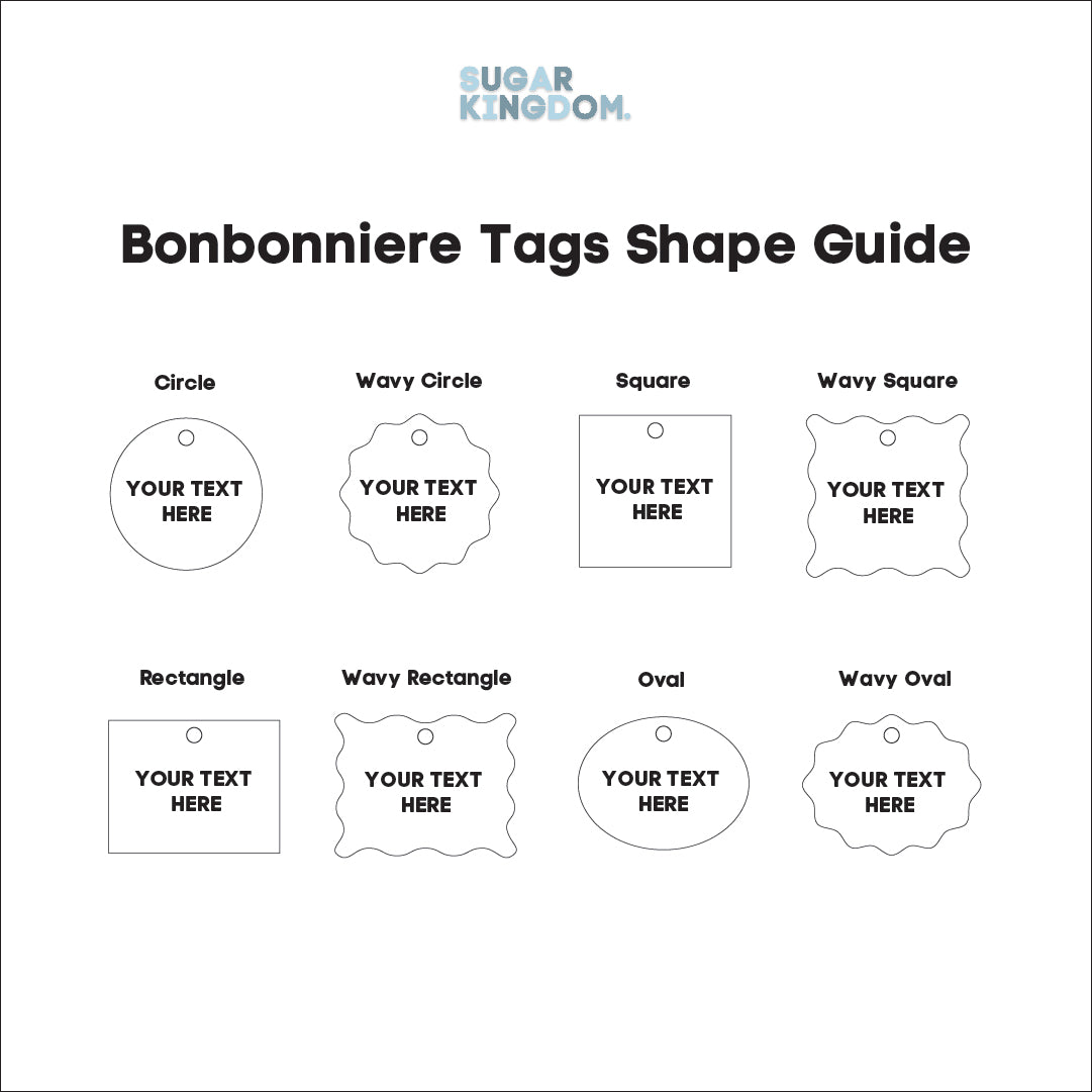Bonbonniere/Party Favour Tags - Colour/Text/Shape Customisable