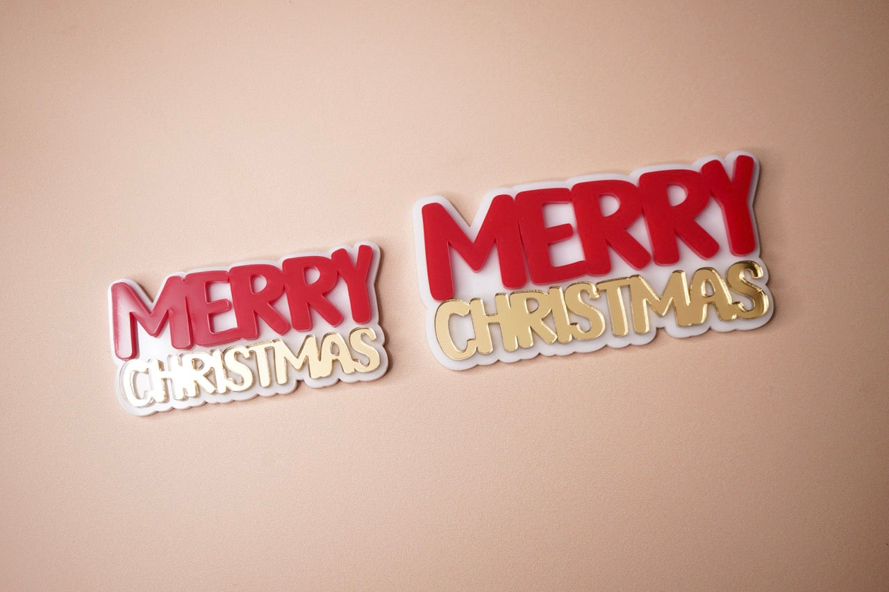 Merry Christmas Charm (Double Layer) (3 or 6 pack)