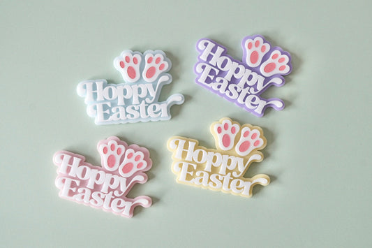 'Hop'py Easter with Bunny Feet Charm (Double Layered)