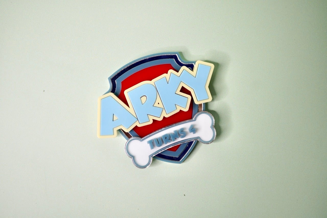 Paw Patrol Shield Topper/Fropper (Customisable Name/Age)