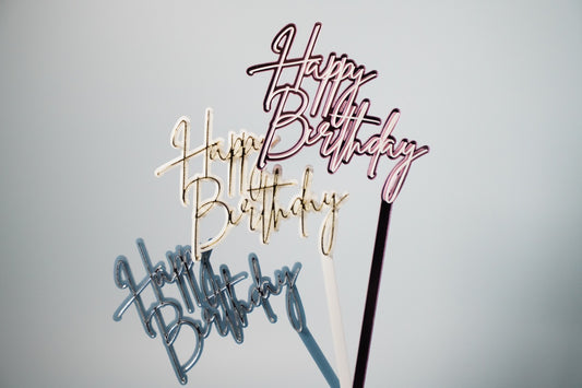 Happy Birthday Cake Topper (Double Layered) - colour customisable