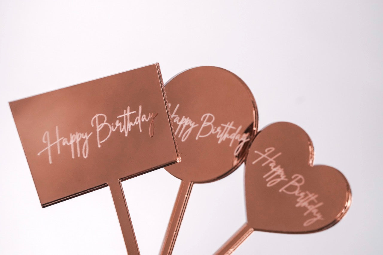 'Happy Birthday' Mini Tags (Engraved)