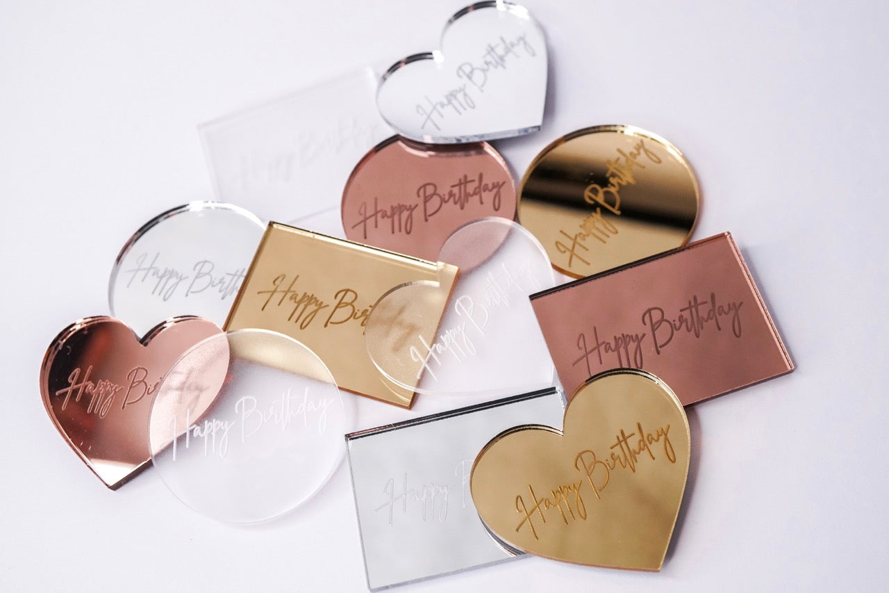 'Happy Birthday' Mini Tags (Engraved)