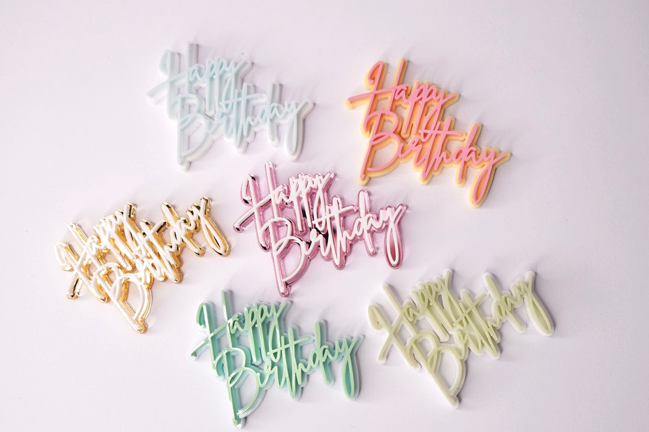 Happy Birthday Charm (Double Layer, Colour Customisable)