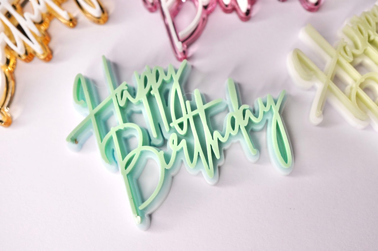 Happy Birthday Charm (Double Layer, Colour Customisable)