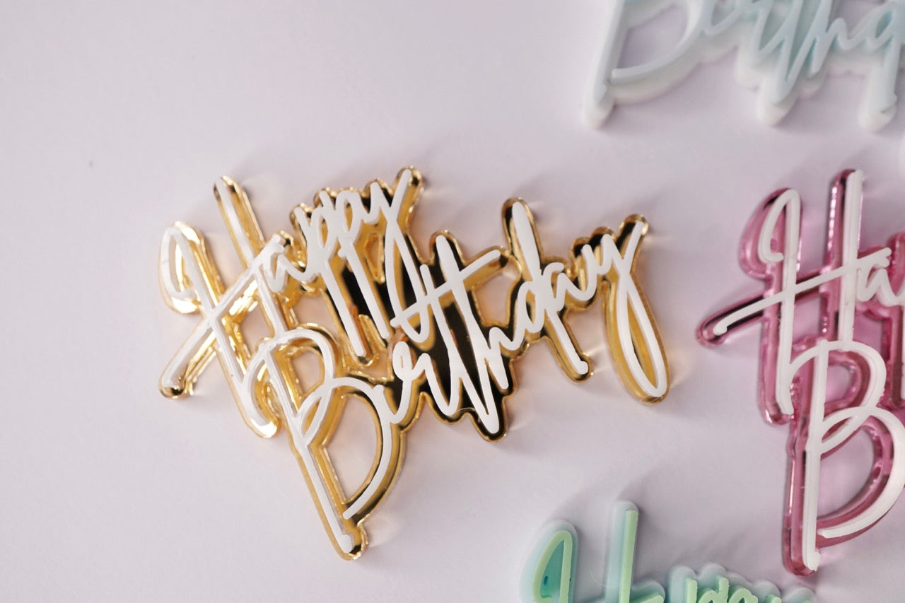 Happy Birthday Charm (Double Layer, Colour Customisable)