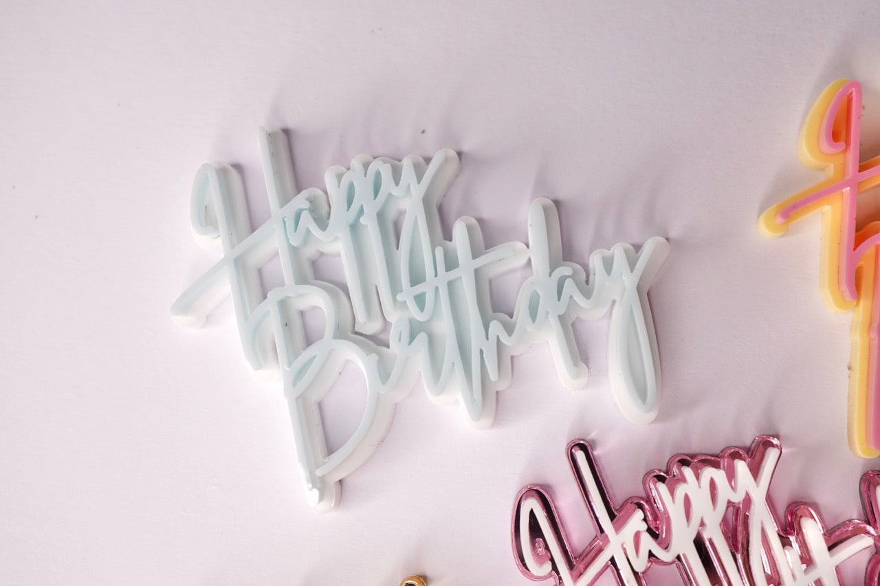 Happy Birthday Charm (Double Layer, Colour Customisable)