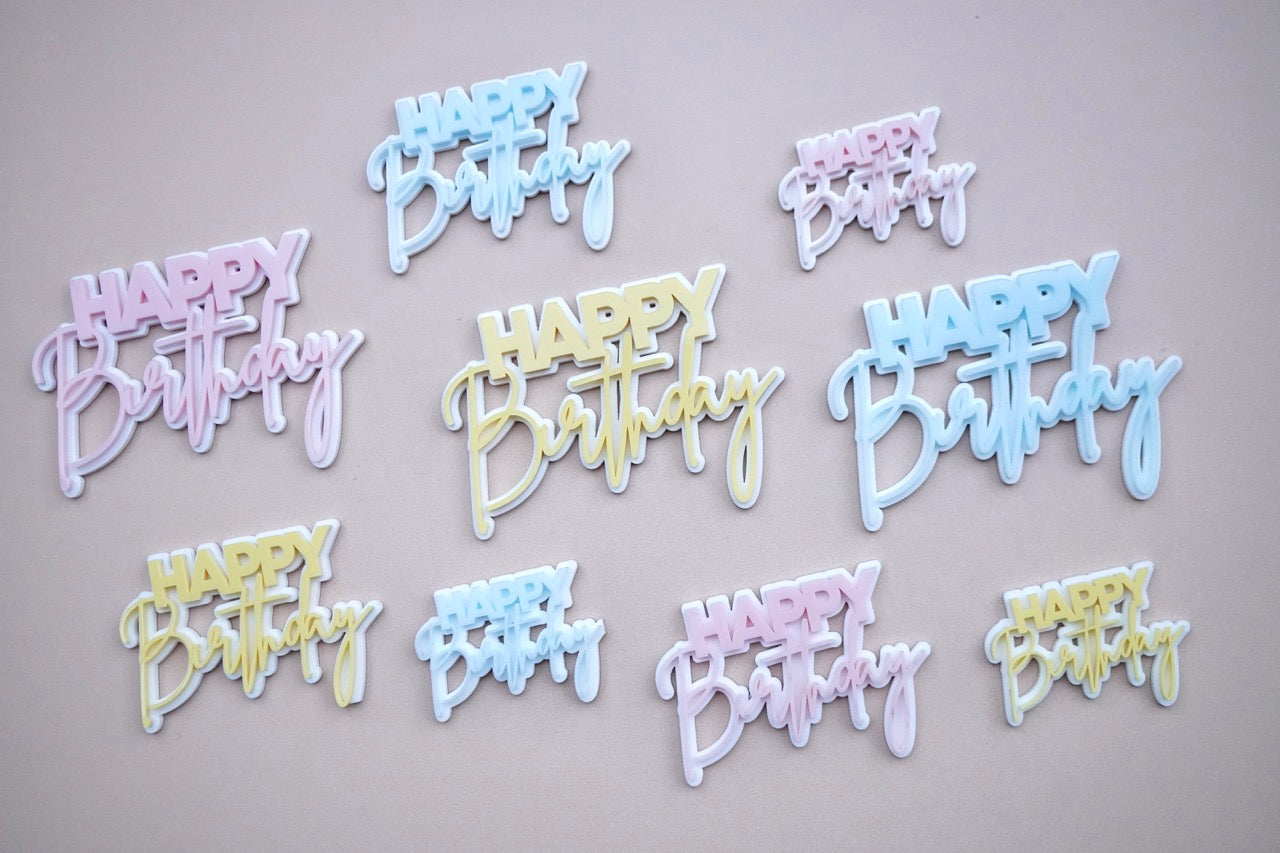 Happy Birthday Charm 2.0 (Double Layered, Colour Customisable)