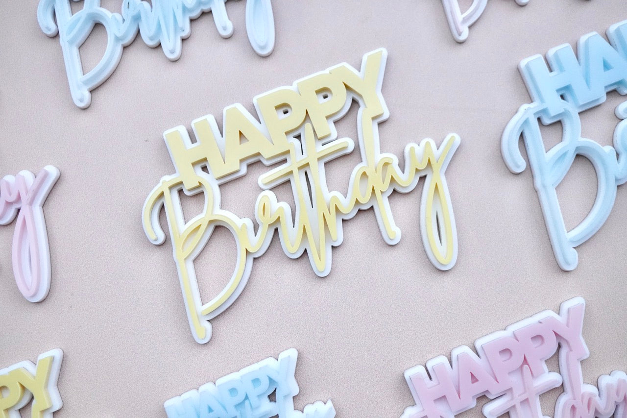 Happy Birthday Charm 2.0 (Double Layered, Colour Customisable)