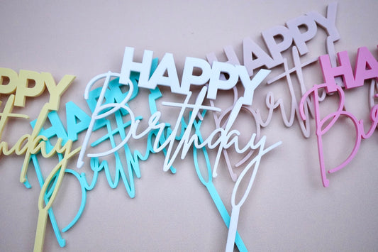 Happy Birthday Cake Topper 2.0 (Single Layer, Colour Customisable)