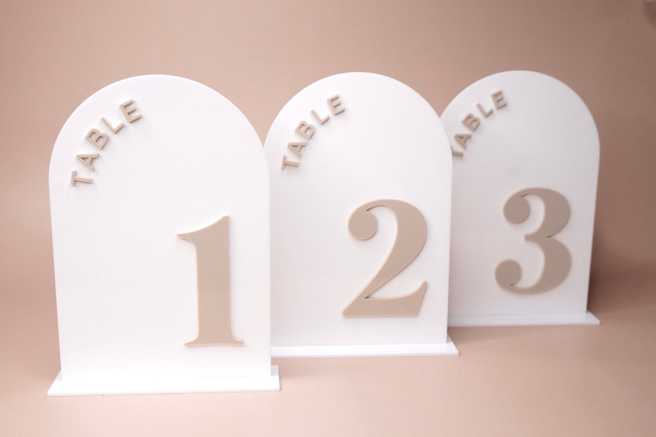 Table Numbers - Colour/Shape Customisable